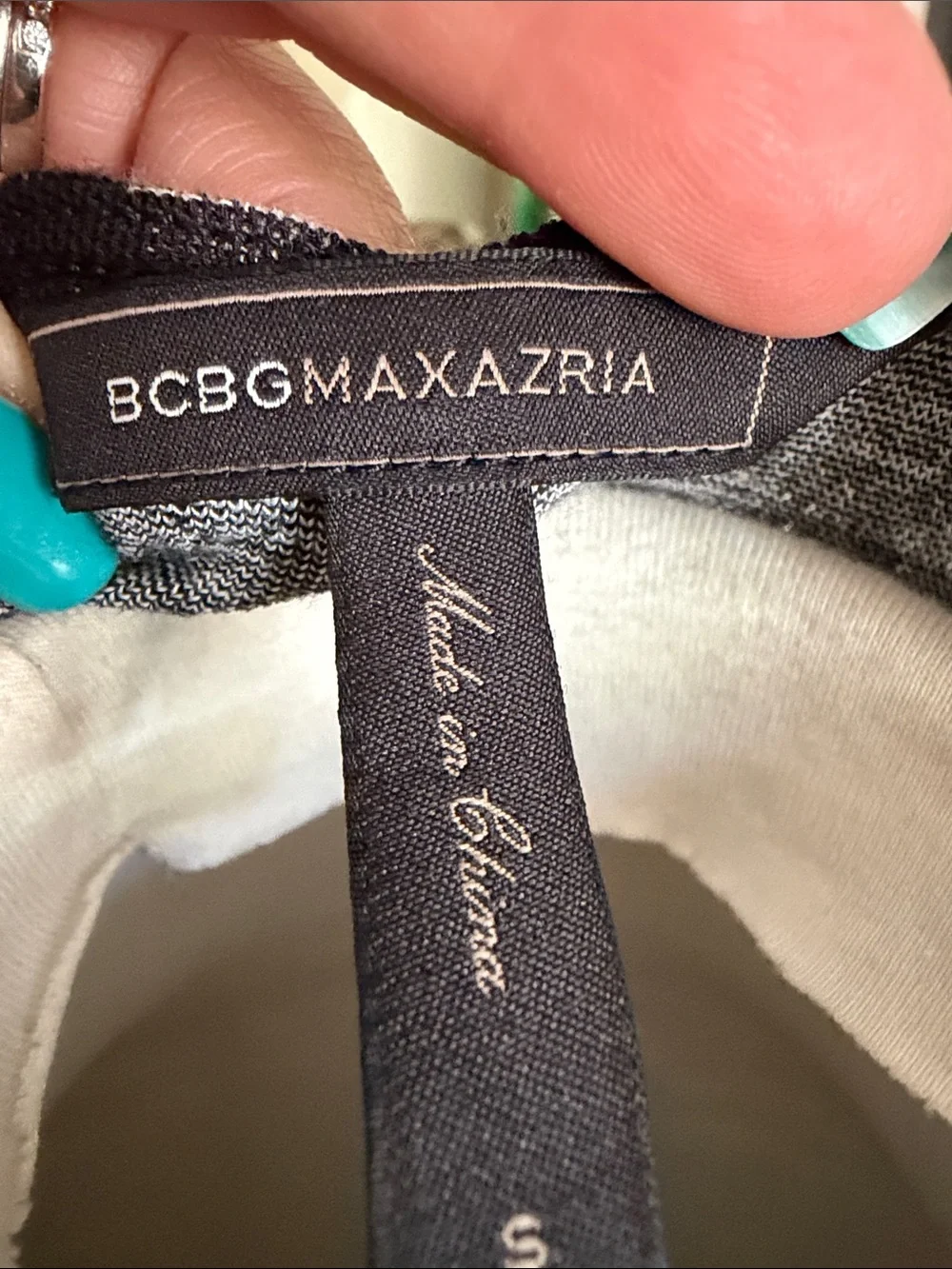 BCBG MAXAZRIA Textured Knit Peplum Top Black White Sleeveless S